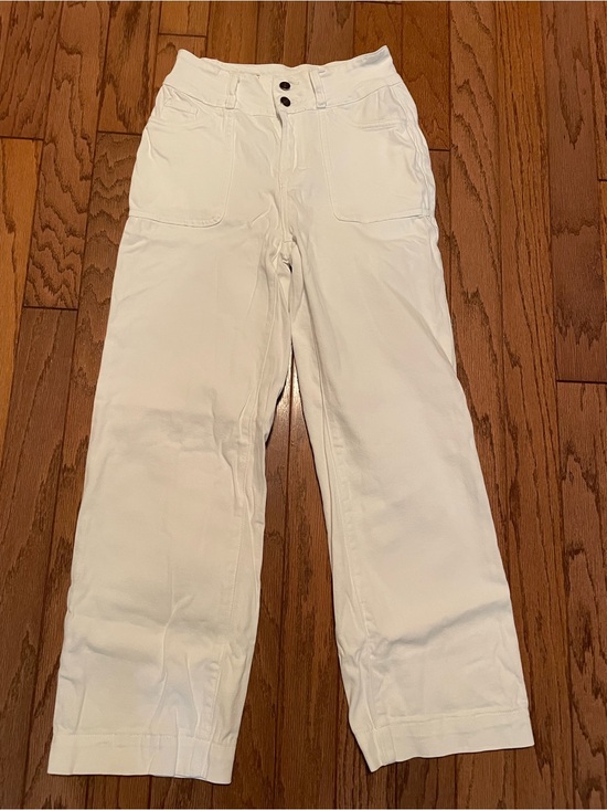 Sidefeel Denim - Sidefeel White High-Waisted Wide Leg Crop Jeans - Size 6